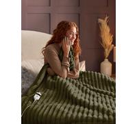 Silentnight Faux Fur Heated Throw Dark Green