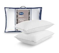 Silentnight Goose Feather and Down Pillow Pair - Luxury Hotel Quality Pillow with Ethically Sourced Natural Goose Feather and Down - 100% Cotton Down-proof Cover - Machine Washable - Pack of 2