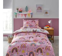 Silentnight Healthy Growth Single Coverless Duvet - Rainbow Coverless Quilt Comforter with Matching Pillowcase and Reversible Design - Machine Washable and Hypoallergenic - Pink - Single 200 x 135cm