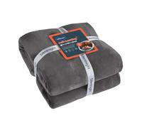 Silentnight Heat Genie Self Heating Giant Blanket - Cosy Warm Sherpa Fleece Throw with Unique Foil Layer to Retain Heat - Extra Large Reversible for Sofa Couch Bed Camping - 180x240cm, Charcoal