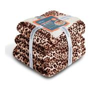 Silentnight Heat Genie Self Heating Giant Blanket - Cosy Warm Faux Fur Sherpa Fleece Throw with Unique Foil Layer to Retain Heat - Extra Large Reversible for Sofa Couch Bed Camping, 180x240cm, Leopard