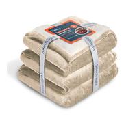 Silentnight Heat Genie Self Heating Giant Blanket - Cosy Warm Sherpa Fleece Throw with Unique Foil Layer to Retain Heat - Extra Large Reversible for Sofa Couch Bed Camping - 180x240cm, Natural