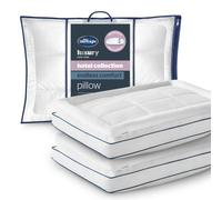 Silentnight Hotel Collection Endless Comfort Pillow Pair - Double Layer Luxury Box Cushioned & Soft Quilted Pillow - Ball Fibre Filling for Head Neck Support, Breathable Cotton Cover, Washable, 2 Pack