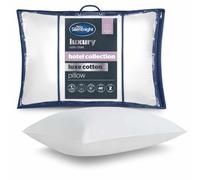 Silentnight Hotel Collection Luxe Cotton Pillow, Medium Firm Support | Naturally Breathable Cotton Cover, 233TC, Back & Side Sleepers, Ball Fibres Retain Shape, Hypoallergenic, Machine Washable