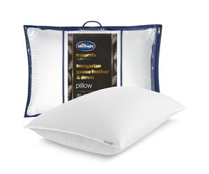 Silentnight Hungarian Goose Down Pillow - Hotel Quality Luxury Goose Feather and Down Pillow with Pure Cotton Cover, Soft Medium Support Ideal for Front and Back Sleepers - Machine Washable