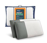 Silentnight Impress Anti Bacterial Memory Foam Pillow Pair - Comfortable Pressure Relief - Charcoal Infused Foam - Breathable Temperature Regulation - Hypoallergenic & Washable Removable Cover, 2 Pack