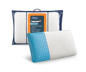 Silentnight Impress Cooling Memory Foam Pillow - Comfortable Pressure Relief - Breathable Temperature Regulation - Infused with Cooling Gel Foam - Hypoallergenic and Machine Washable Removable Cover