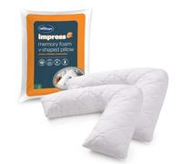 Silentnight Impress Memory Foam V Shape Pillow Pair - Ergonomic Orthopaedic Design Eases Aches & Pains - Head Back Neck Support for Bed or Sofa - Post Surgery Nursing Pregnancy Comfort Pillow, 2 Pack