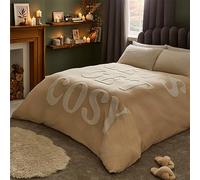 Silentnight Let's Get Cosy Double Duvet Set - Winter Christmas Teddy Bear Fleece Extra Soft Warm Cosy Duvet Cover Set with Quilt Cover and Matching Pillowcases - Machine Washable - Double