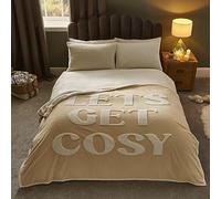Silentnight Let's Get Cosy Giant Blanket - Super Sized Sherpa Fleece Winter Warm Cosy Blanket Throw for Bed Couch Sofa Machine Washable - 200x150cm - Natural Beige Cream