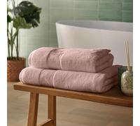 Silentnight Luxury Cotton 2x Bath Sheet - Luxuriously Soft & Super Absorbent Deep Pile Towel - 100% Cotton BCI - Textured Waffle Border Bath Sheet - 160 x 90cm - Machine Washable, Pink, 2 Pack