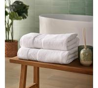 Silentnight Luxury Cotton 2x Bath Towel - Luxuriously Soft & Super Absorbent Deep Pile Towel - 100% Cotton BCI - Textured Waffle Border Bath Towel - 130 x 70cm - Machine Washable, White, 2 Pack