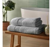 Silentnight Luxury Cotton 2x Bath Towel - Luxuriously Soft & Super Absorbent Deep Pile Towel - 100% Cotton BCI - Textured Waffle Border Bath Towel - 130 x 70cm - Machine Washable, Grey, 2 Pack