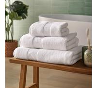 Silentnight Luxury Cotton Hand Towel - Luxuriously Soft & Super Absorbent Deep Pile Towel - 100% Cotton BCI - Textured Waffle Border Hand Towel - 90 x 50cm - Machine Washable, White