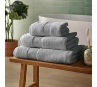 Silentnight Luxury Cotton Hand Towel - Luxuriously Soft & Super Absorbent Deep Pile Towel - 100% Cotton BCI - Textured Waffle Border Hand Towel - 90 x 50cm - Machine Washable, Grey