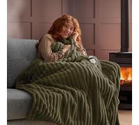 Silentnight Luxury Ribbed Faux Fur Heated Throw 120x160 Green