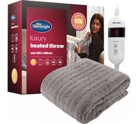Silentnight Comfort Control Heated Throw Blanket - Luxury Fleece Electric Heated Overblanket for Sofa Bed with 9 Heat Settings, Fast Heat-up and Safety Shut Off - Machine Washable - 120x160cm - Grey