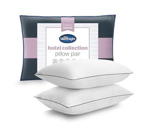 Silentnight Luxury Hotel Collection Piped Pillows 2 Pack - Hotel Quality Stylish Pillow Soft Medium Support Back & Side Sleepers Filled with Finest Fibres - Hypoallergenic Machine Washable - Pack of 2