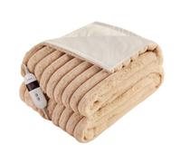 Silentnight Luxury Faux Fur Ribbed Heated Throw - Luxury Plush Electric Heated Blanket for Sofa Bed with 9 Heat Settings, Fast Heat-up and Safety Shut Off - Machine Washable - 120x160cm, Natural