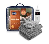 Silentnight Luxury Super Cosy Heated Throw -Thick Snuggly Soft Chunky Knit Jacquard Fleece Electric Blanket for Sofa Bed with 9 Heat Settings -Fast Heat-up and Safe Shut Off -Machine Washable Charcoal