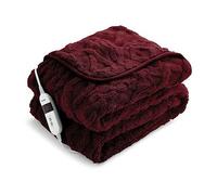 Silentnight Luxury Super Cosy Heated Throw - Snuggly Soft Knit Jacquard Fleece Electric Blanket for Sofa Bed with 9 Heat Settings - Fast Heat-up and Safe Shut Off - Machine Washable - 120x160cm, Berry