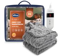 Silentnight Luxury Super Cosy Heated Throw -Thick Snuggly Soft Chunky Knit Jacquard Fleece Electric Blanket for Sofa Bed with 9 Heat Settings -Fast Heat-up and Safe Shut Off -Machine Washable Charcoal
