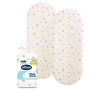 Silentnight Moses Basket Fitted Sheets, 2 Pack, Nursery Pure Cotton Safe Nights