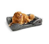 Silentnight Orthopaedic Dog Bed - Cosy Comfortable Pet Bed with Ergonomic Foam Body & Head Support - Super Soft & Sturdy Woven Removable Washable Cover, Non-Slip Base, Large 69x95cm, Grey