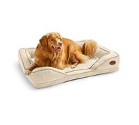 Silentnight Orthopaedic Dog Bed - Cosy Comfortable Pet Bed with Ergonomic Foam Body & Head Support - Super Soft & Sturdy Woven Removable Washable Cover, Non-Slip Base, Large 69x95cm, Natural