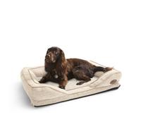 Silentnight Orthopaedic Dog Bed - Cosy Comfortable Pet Bed with Ergonomic Foam Body & Head Support - Super Soft & Sturdy Woven Removable Washable Cover, Non-Slip Base, Small 49x65cm, Natural