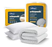 Silentnight Orthopaedic Mattress Topper & Pillow Pair - Supportive Foam to Ease Aches and Pains - Pressure Relief and Spinal Alignment for Back & Neck - Soft Touch Cover, Hypoallergenic, Small Double