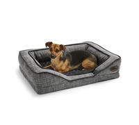 Silentnight Orthopaedic Dog Bed - Cosy Comfortable Pet Bed with Ergonomic Foam Body & Head Support - Super Soft & Sturdy Woven Removable Washable Cover, Non-Slip Base, Small 49x65cm, Grey