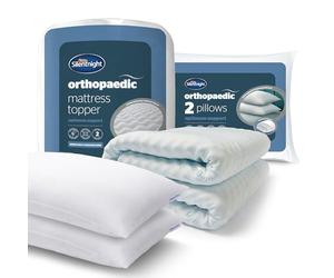 Silentnight Orthopaedic Pillow and Mattress Topper - Supportive Foam to Ease Aches and Pains - Pressure Relief and Spinal Alignment for Back and Neck - Soft Touch Cover, Hypoallergenic, King