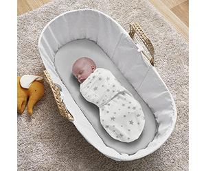 Silentnight Pack of 3 Safe Nights Swaddle Wraps - Baby Clothing Babies Wrap Hamper born Essentials - Baby Items Born Baby Blanket, Grey Star, 559195GE, One Size