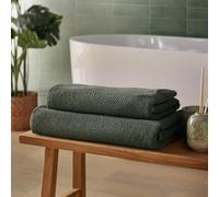 Silentnight Popcorn Waffle Bath Sheet Pair - Super Soft & Super Absorbent Spa-Like Towels - 100% Cotton BCI - Waffle Textured Quick Drying Bath Sheet - 160 x 90cm - Machine Washable, Green, 2 Pack