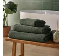 (Bath Sheet, Green) Silentnight Popcorn Waffle Towel 100% Cotton BCI, Super Soft and Absorbent