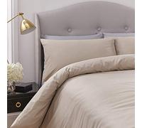 Silentnight Pure Cotton Duvet Cover - Stone 100% Cotton Easy Care Super Soft Luxury Quality Breathable Bed Linen Set Duvets Quilt Cover Bedding Set - Double (200cm x 200cm)