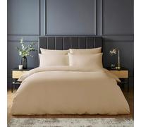 Silentnight Pure Cotton Duvet Set - Luxurious Cool Soft Touch 200 Thread Count - Button Fastening - Breathable 100% Cotton Quilt Cover + Pillowcase Bed Set - Machine Washable, Beige Natural, Double