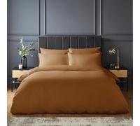Silentnight Pure Cotton Duvet Set - Luxurious Cool Soft Touch 200 Thread Count - Button Fastening - Breathable 100% Cotton Quilt Cover + Pillowcase Bed Set - Machine Washable, Terracotta, Double
