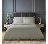 Silentnight Pure Cotton Duvet Set - Luxurious Cool Soft Touch 200 Thread Count - Button Fastening - Breathable 100% Cotton Quilt Cover + Pillowcase Bed Set - Machine Washable, Light Grey, Double