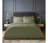 Silentnight Pure Cotton Duvet Set - Luxurious Cool Soft Touch 200 Thread Count - Button Fastening - Breathable 100% Cotton Quilt Cover + Pillowcase Bed Set - Machine Washable, Sage Green, Super King