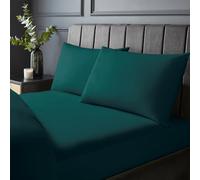 Silentnight Pure Cotton Fitted Sheet - Cool Soft Touch 200 Thread Count - Extra Deep 40cm Bed Mattress Sheet - Breathable 100% Cotton - Elasticated Corners, Machine Washable, Teal Green, Double