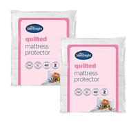 Silentnight Quilted Mattress Protectors - Pack of 2 Premium Luxury Mattress Cover Pads with Deep Elasticated Straps - Hypoallergenic and Machine Wash