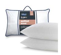 Silentnight Quilted Wool Pillow - 100% Natural Wool - Temperature Regulating Maintain a Comfortable Temperature All Night - Supportive for Head and Neck - Hypoallergenic & Odour Resistant (2 Pack)