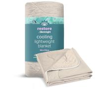 Silentnight Restore Cooling Blanket - Lightweight Comfortable Breathable Cool Summer Blanket for Night Sweats Hot Flushes Menopause - Throw for Sofa & Bed Prevents Overheating - 152x178cm - Natural
