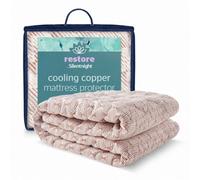 Silentnight Restore Cooling Copper Mattress Topper - Temperature Regulating Ideal to Relief Nights Sweats & Hot Flushes - Breathable & Antibacterial Fresh Bed - Elasticated Straps - Single