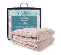 Silentnight Restore Cooling Copper Mattress Topper - Temperature Regulating Ideal to Relief Nights Sweats & Hot Flushes - Breathable & Antibacterial Fresh Bed - Elasticated Straps - Double