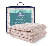 Silentnight Restore Cooling Copper Mattress Topper - Temperature Regulating Ideal to Relief Nights Sweats & Hot Flushes - Breathable & Antibacterial Fresh Bed - Elasticated Straps - Double