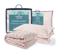 Silentnight Restore Cooling Copper Pillow & Mattress Protector, King | Temperature Regulating, Relieve Night Sweats & Hot Flushes, Breathable & Antibacterial Fresh Bed, Extra Full Bed Protector