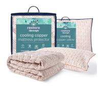 Silentnight Restore Cooling Copper Pillow & Mattress Protector, Single | Temperature Regulating, Relieve Night Sweats & Hot Flushes, Breathable & Antibacterial Fresh Bed, Extra Full Bed Protector